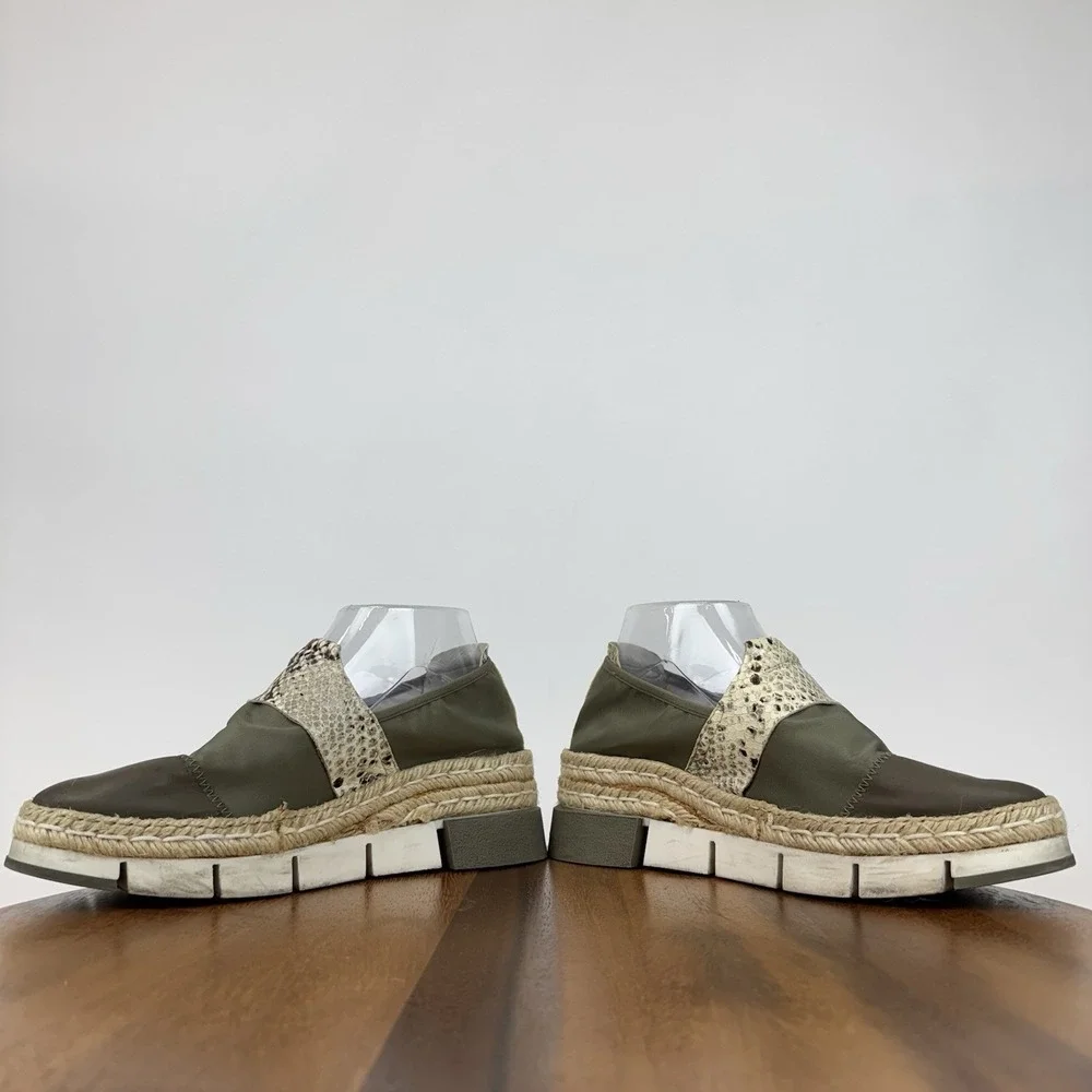 Womens Cinzia Araia Olive Green‎ Platform Snake Espadrille Sneakers Size EU 36.5